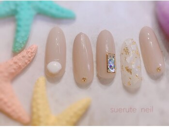 スエルテ ネイルサロン 北千住店/サマーベージュネイル ¥7000