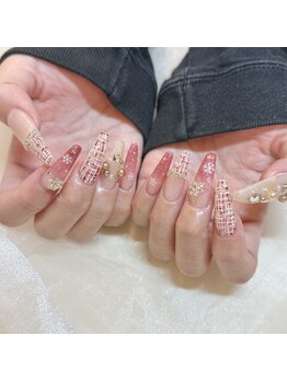 アイラッシュサロンアールツー(eyelash salon R2)/クリスマスネイル　ツイード