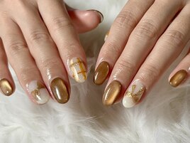 オレンジブラウン×チェック