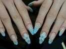 ブルー3Dお花ネイル