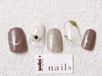 アイネイルズ 梅田店(I nails)/brownメタリックデザイン¥7700
