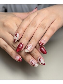 ミスネイル(Ms.nail)/手描きリボンネイル
