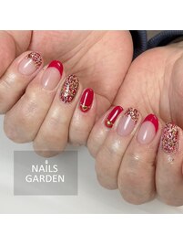 バレンタイン×ツイードネイル