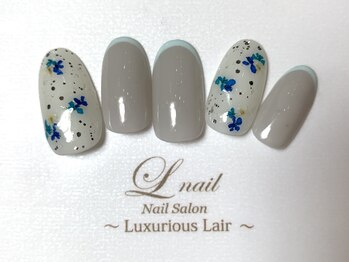 エルネイルアンドブラン 橋本店(Lnail×Blanc)/スキニーフレンチ×押し花