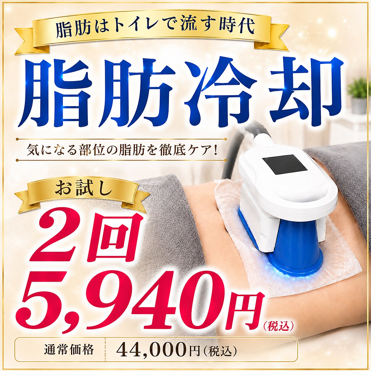【医師監修】激痩せ★人気No.1痩身セット♪脂肪冷却2回＋引締めEMS体験￥5940