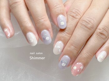 シマー(Shimmer)/お花マットネイル