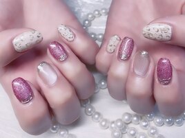 キラキラヒョウ柄ネイル