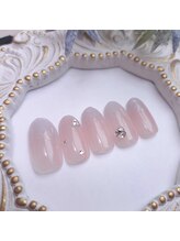 ピオニーネイル(peony nail)/ワンカラーxラメがけネイル