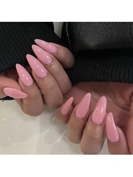 春ネイル/ワンカラー/長さ出し