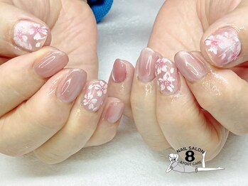 ネイルエイト 新百合ヶ丘(nail8)/シンプル桜アートデザイン♪