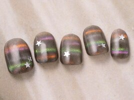 カラフルライン星ネイル