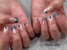 フレンチ×お花×オーロラミラー