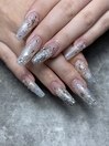雪の結晶で冬ネイル