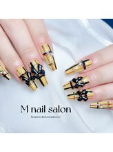 Mネイル/イエローチエック柄｜アート