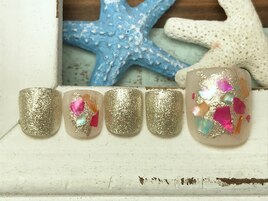 シェル散りばめ★フットネイル