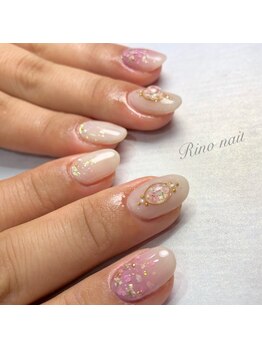 リノ ネイル(Rino nail)/ドライフラワーのブローチネイル