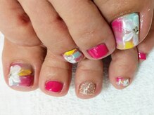エムネイル(M Nail)/フット・ニュアンス×花柄