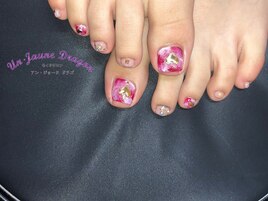【フットネイル】ピンクネイル