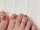 リボン×ハートフットネイル