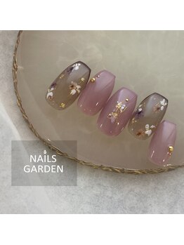 ネイルズガーデン(NAILS GARDEN)/シースルーフラワーネイル