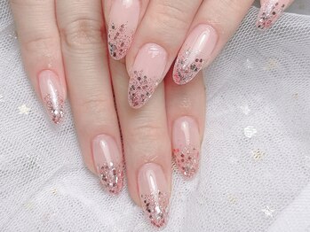 シーアンドビーネイル(C&B Nail)/ピンクラメグラデーション