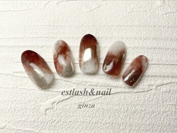 エストラッシュアンドネイル 銀座店(est lash&nail)/ニュアンスマーブルミラーネイル