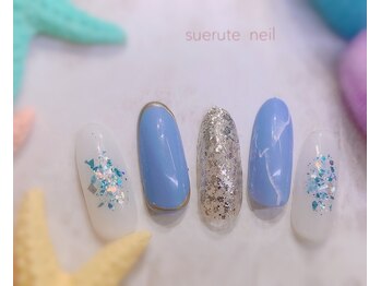 スエルテ ネイルサロン 北千住店/海色ニュアンスシェル ¥8000