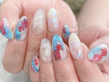 ネイルフロンティア 吉祥寺(NAIL FRONTIER)/E手描き金魚ネイル11980円