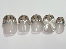 ネイルメゾン 渋谷店(NAIL MAISON)/レオパードフレンチリボン￥9000