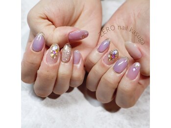 ヘアーゼロネイル(HAIR ZERO nail)/ニュアンス10本＋クリアフレンチ