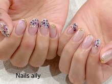 ネイルズアリー 立川店(Nails ally)/紫陽花×ジュエリー×夏×押し花