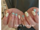 水色花柄ネイル＊free design