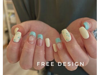 ルア(lua.)/水色花柄ネイル*free design