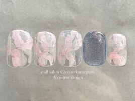 【12月】ピンクグレーネイル