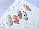 ドット×リボン　ガーリーネイル