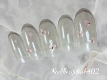 ネイル アンド アイラッシュ ヨンマルニ(Nail&eyelash 402)/オーロラフラワーネイル♪