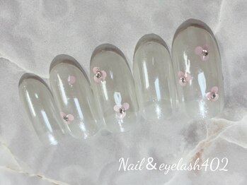 ネイル アンド アイラッシュ ヨンマルニ(Nail&eyelash 402)/オーロラフラワーネイル♪
