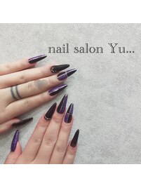 black×purpleブロッキングnail