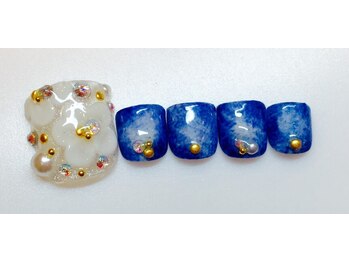 クリスタルネイル ゆめタウン久留米店/デニムフットネイル
