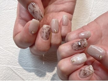 オーク 兵庫(OAK)/グレージュ×ボタニカルデザイン