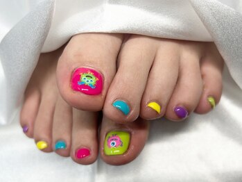 ワンカラーカラフルフットネイル