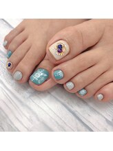 ソンリエ 青竹店(SONRiE)/くすみブルーのフットネイル