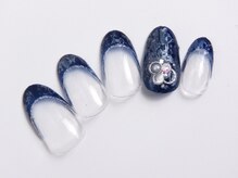 トータルビューティーアンドアズフローラ(Total Beauty & a`s Flora)/キラキラ☆ネイビーフレンチ♪