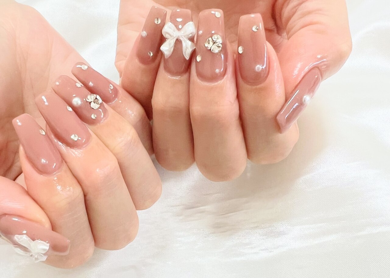 【カラー変更OK】ネイルチップ　オーダー　フリルネイル　バレエコア　ワンホン カラー変更OK】ネイルチップオーダーフリルネイルバレエコアワンホン