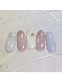 ユニコーングラデとシェルネイル