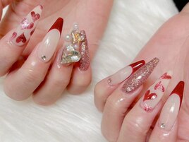 ハート/フレンチネイル/ビジュー