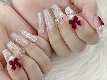 ラヴェル アール(La Bell R)の写真/《鶴舞★韓国パーツ豊富》パーツ盛り/冬ネイル/雪の結晶/Y2K/クロムネイル/リボンネイル/ハートネイルOK