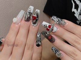 ブラックチェックY2Kネイル