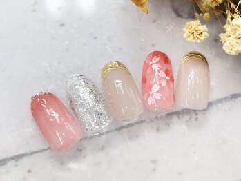 キャンアイドレッシー 足利店(Can I Dressy)/春・大人可愛い上品ネイル¥6000