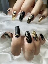 フラワーズネイル(flowers nail)/ブラックネイル